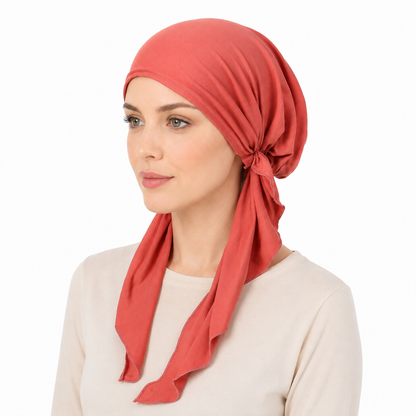 Super soft plain hair cap with scarf