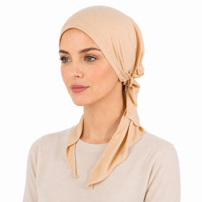 Super soft plain hair cap with scarf