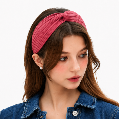 Twist front ribbed elastic headband