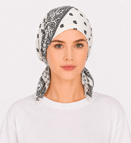 Printed hair cap with tail