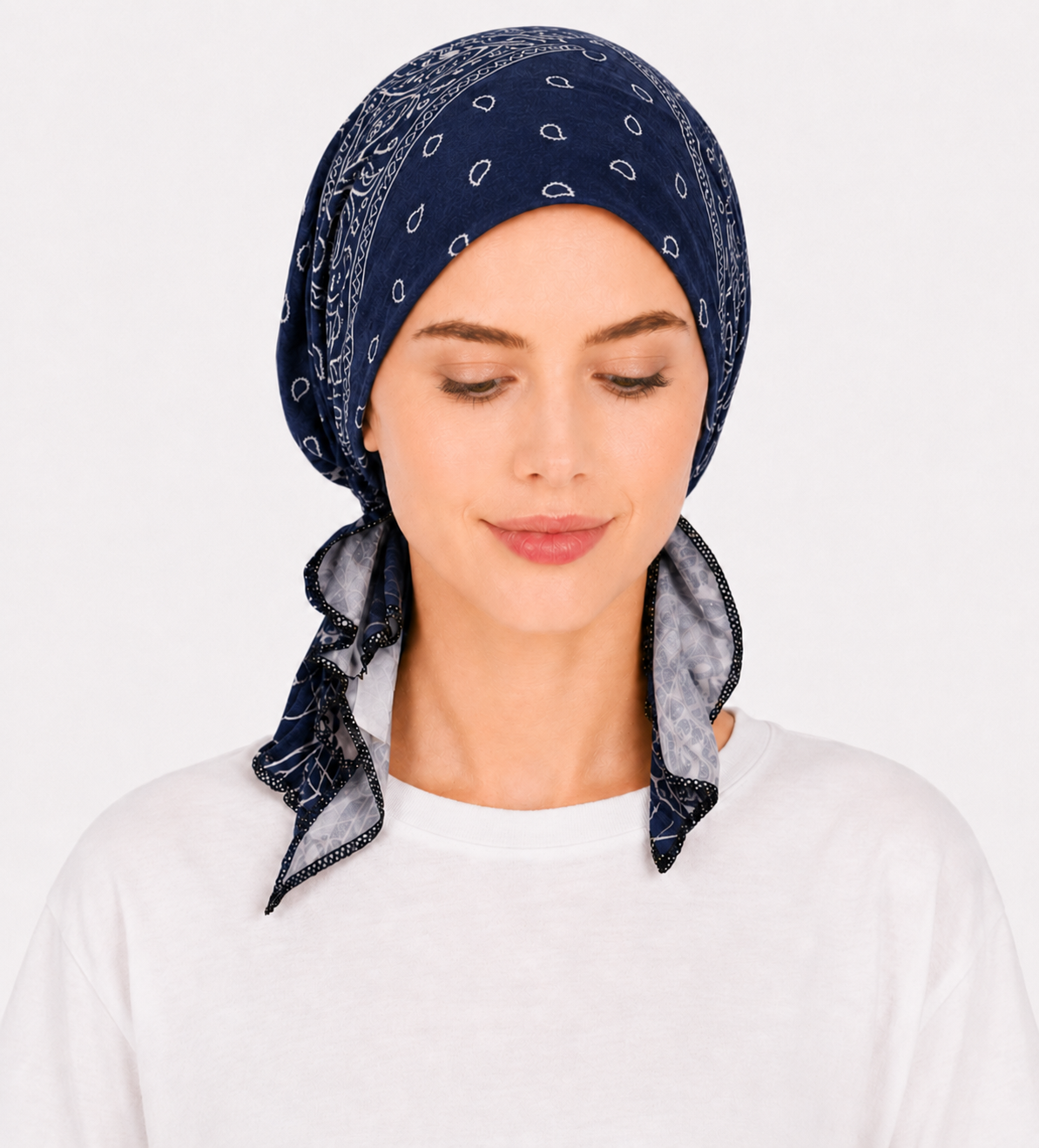Printed hair cap with tail