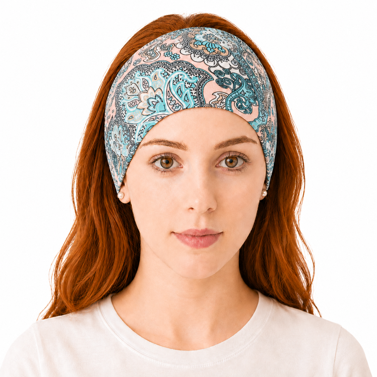 Multicoloured paisley printed knotted bandanna hair band