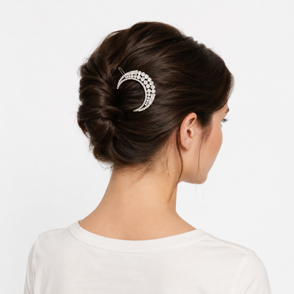Clear rhinestones moon hair slide