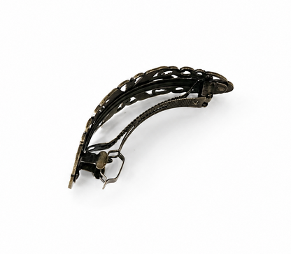 Bronze black metallic floral large hair barrette