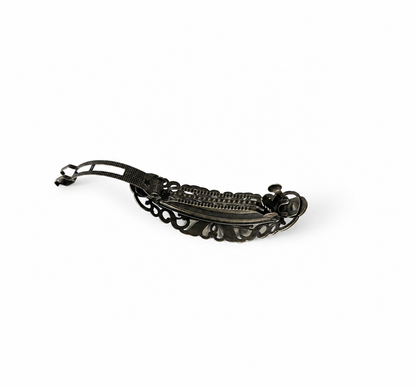 Bronze black metallic floral large hair barrette