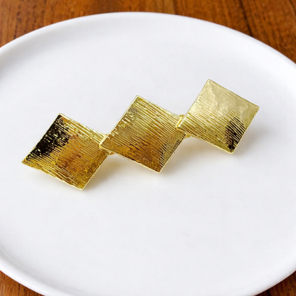 Triple diamonds small hair barrette