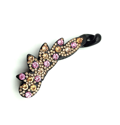 Multi-coloured rhinestones acrylic banana hair clip