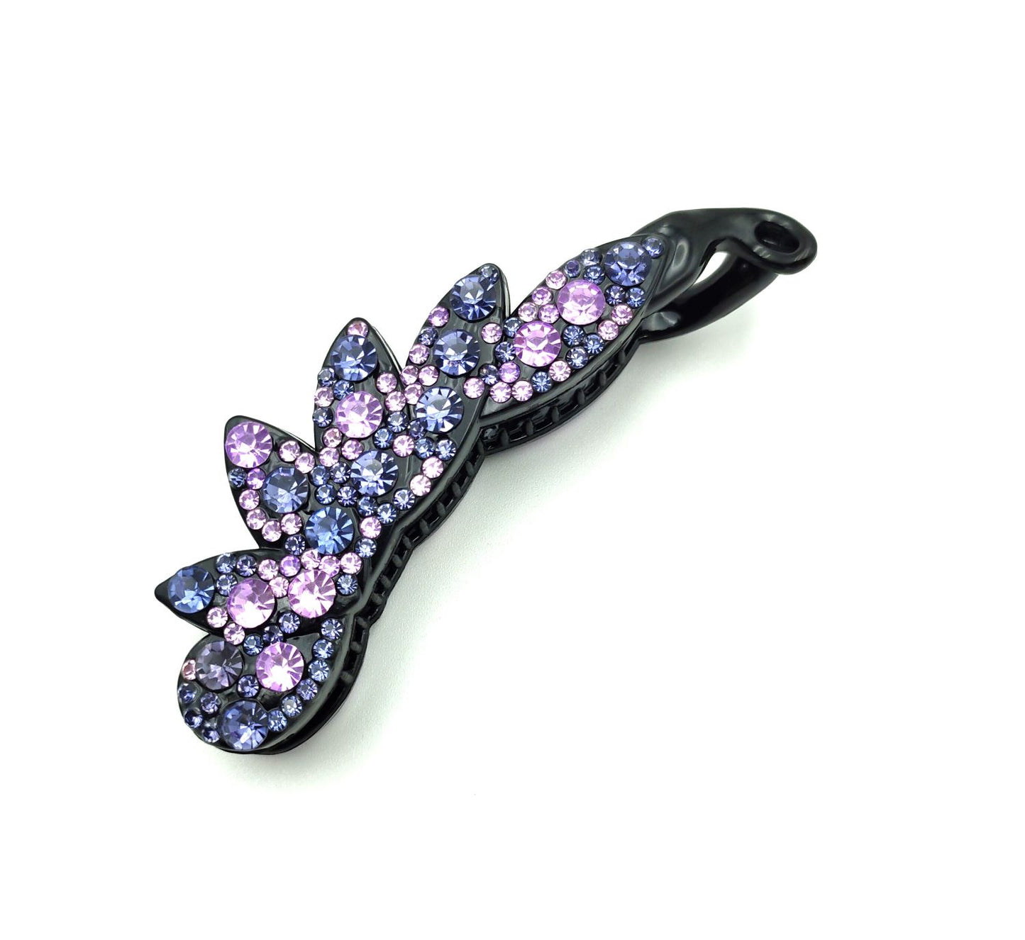 Multi-coloured rhinestones acrylic banana hair clip