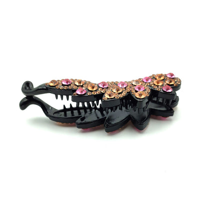 Multi-coloured rhinestones acrylic banana hair clip