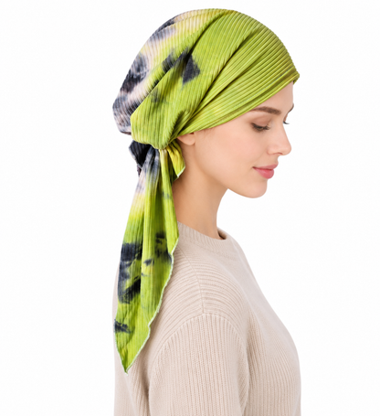 Tie-dye hair cap with scarf