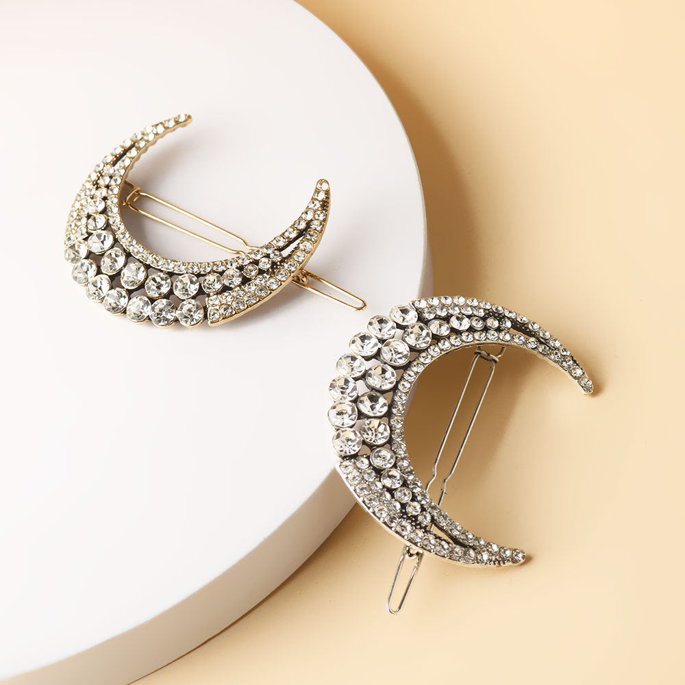 Clear rhinestones moon hair slide