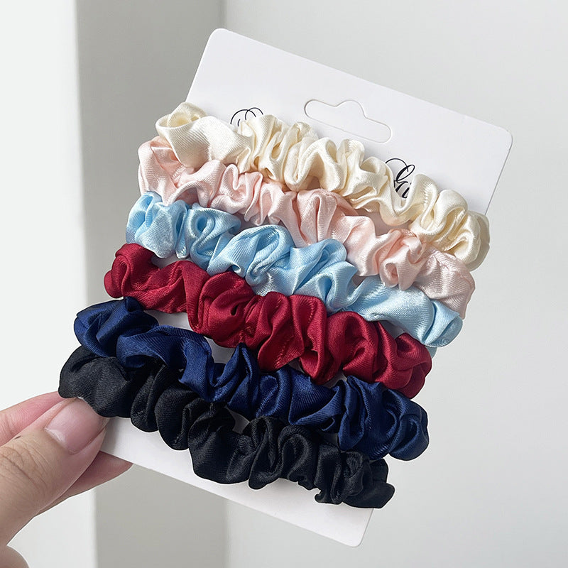 6-pack glossy satin hair elastic