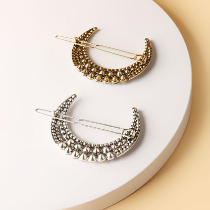 Clear rhinestones moon hair slide