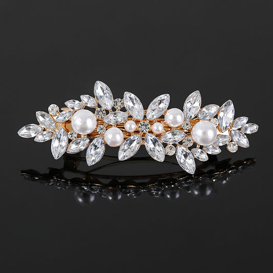 Rhinestones floral metal hair barrette