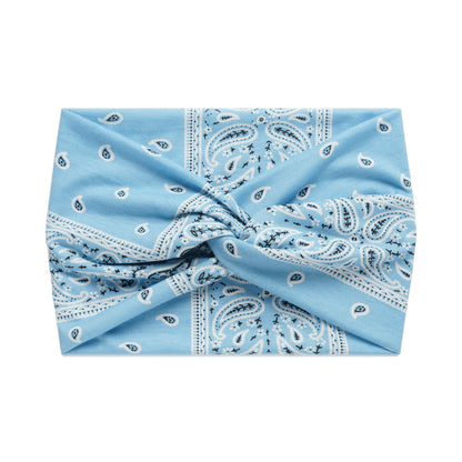Paisley print super wide twist front stretchy headband