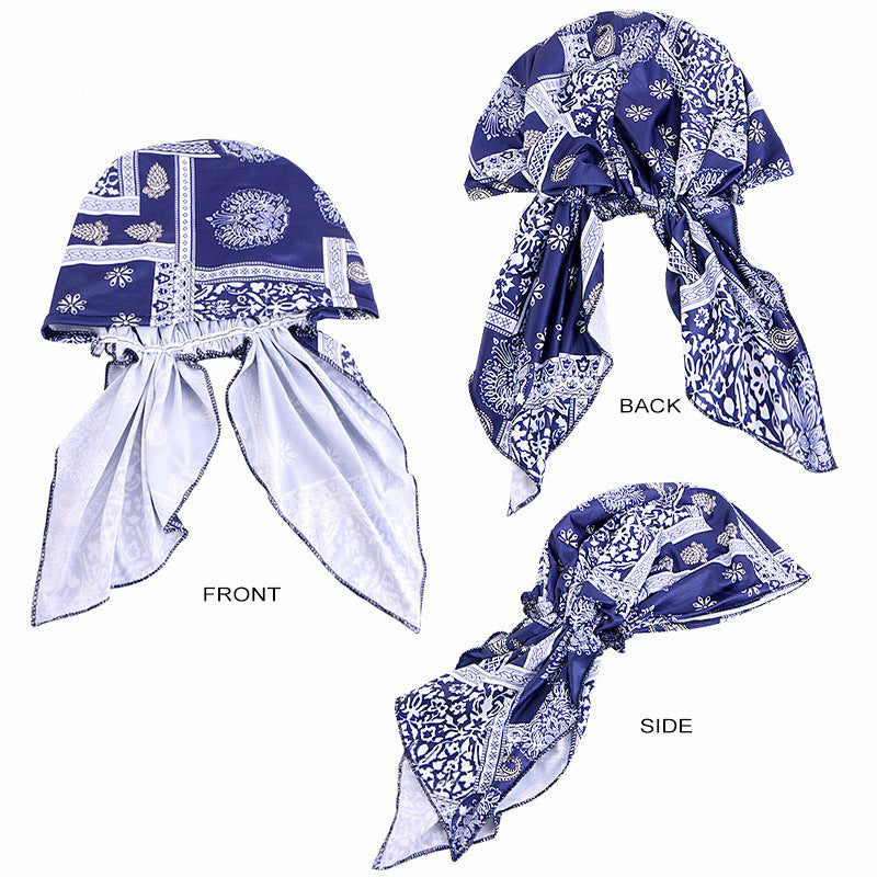 Printed hair cap with scarf