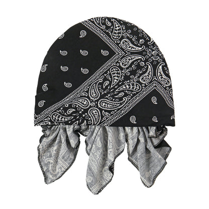 Printed hair cap with tail