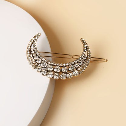 Clear rhinestones moon hair slide
