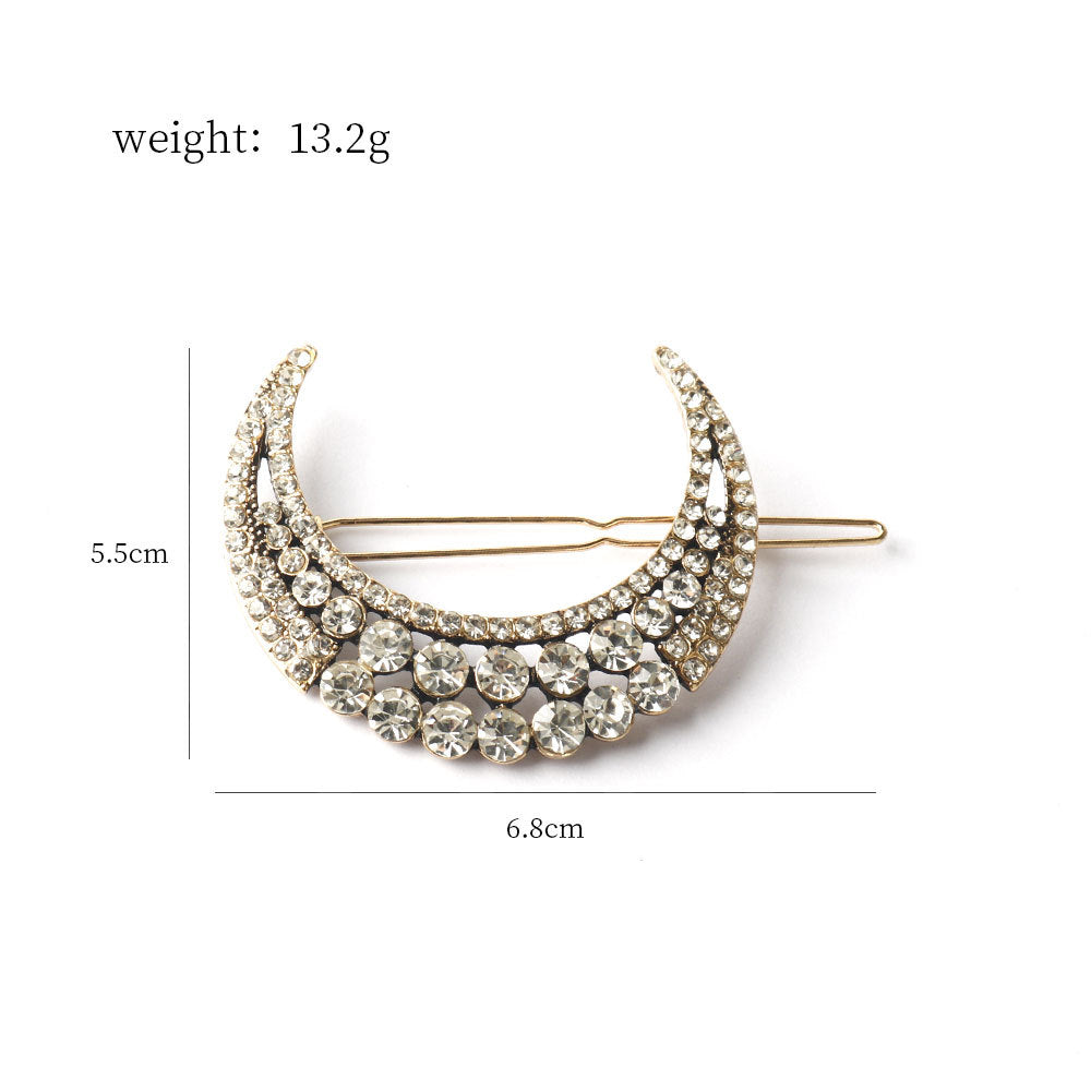 Clear rhinestones moon hair slide