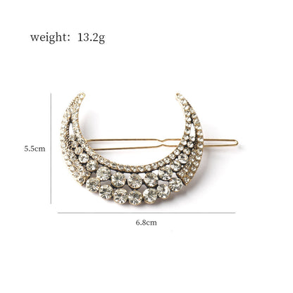 Clear rhinestones moon hair slide