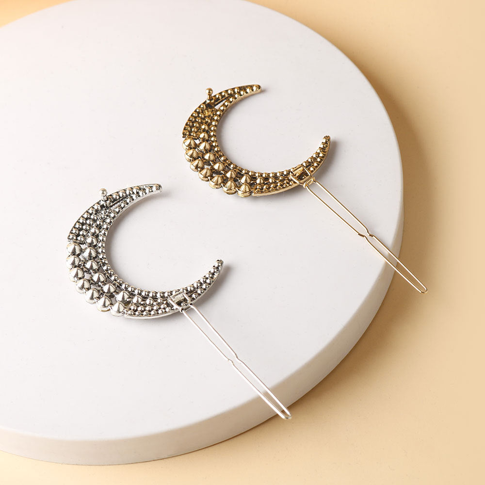 Clear rhinestones moon hair slide
