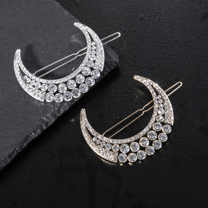 Clear rhinestones moon hair slide