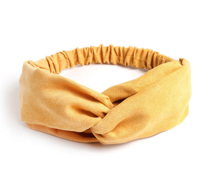 Plain colours suede twist front elastic headband