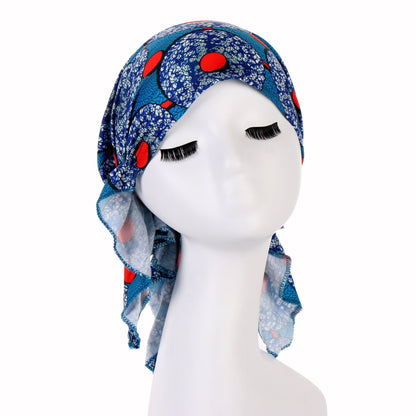 Multicoloured hair cap with tail