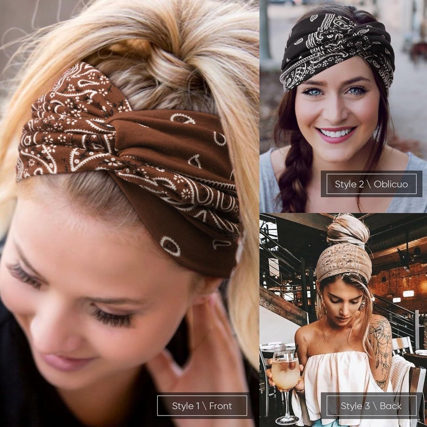 Paisley print super wide twist front stretchy headband