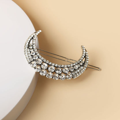 Clear rhinestones moon hair slide