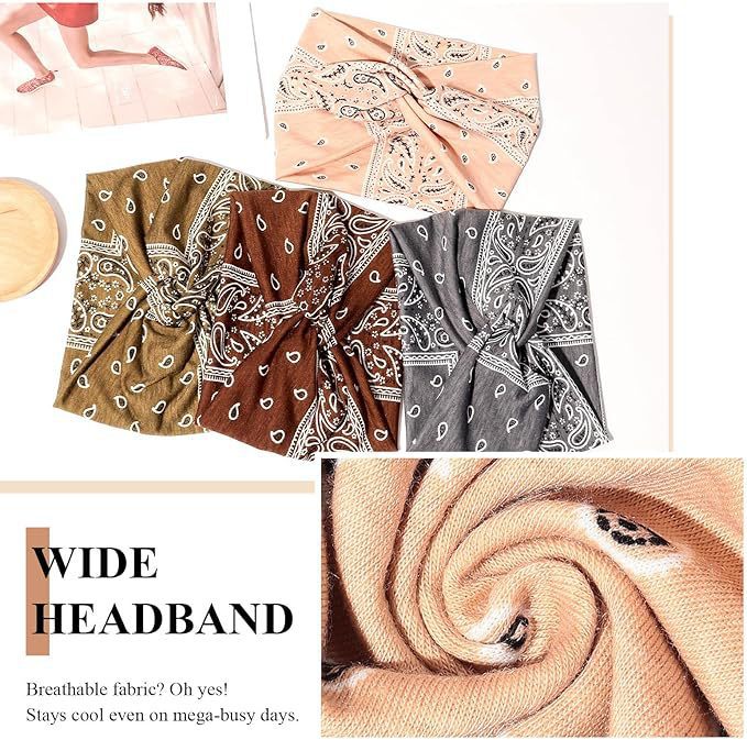 Paisley print super wide twist front stretchy headband