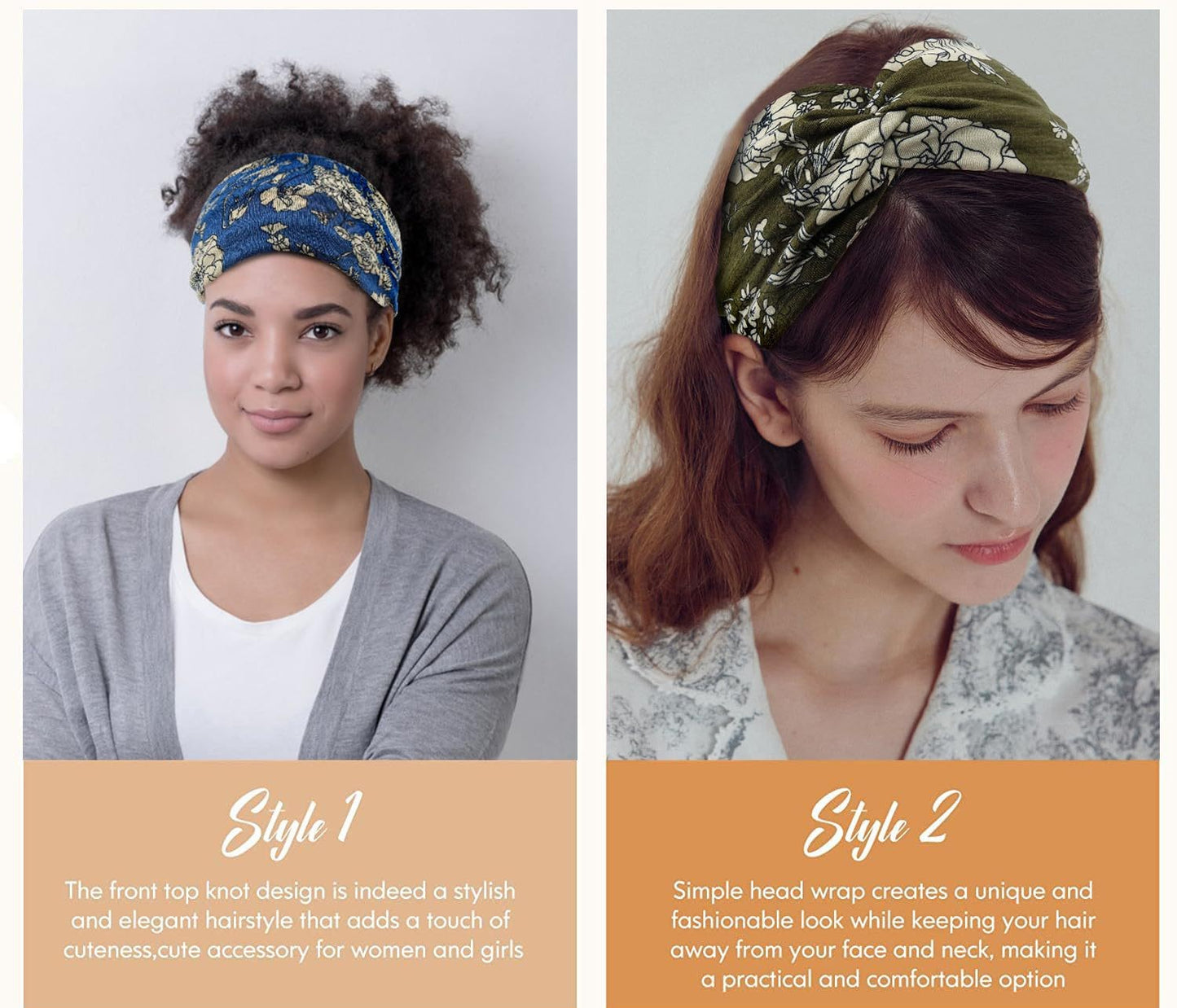 Floral print super wide twist front stretchy headband