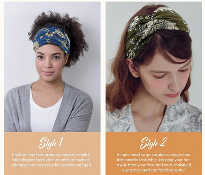 Floral print super wide twist front stretchy headband