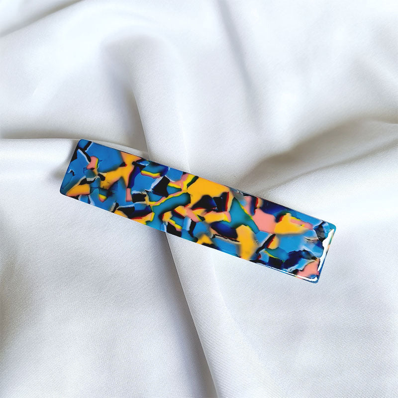 Large resin hair barrette in multi colours