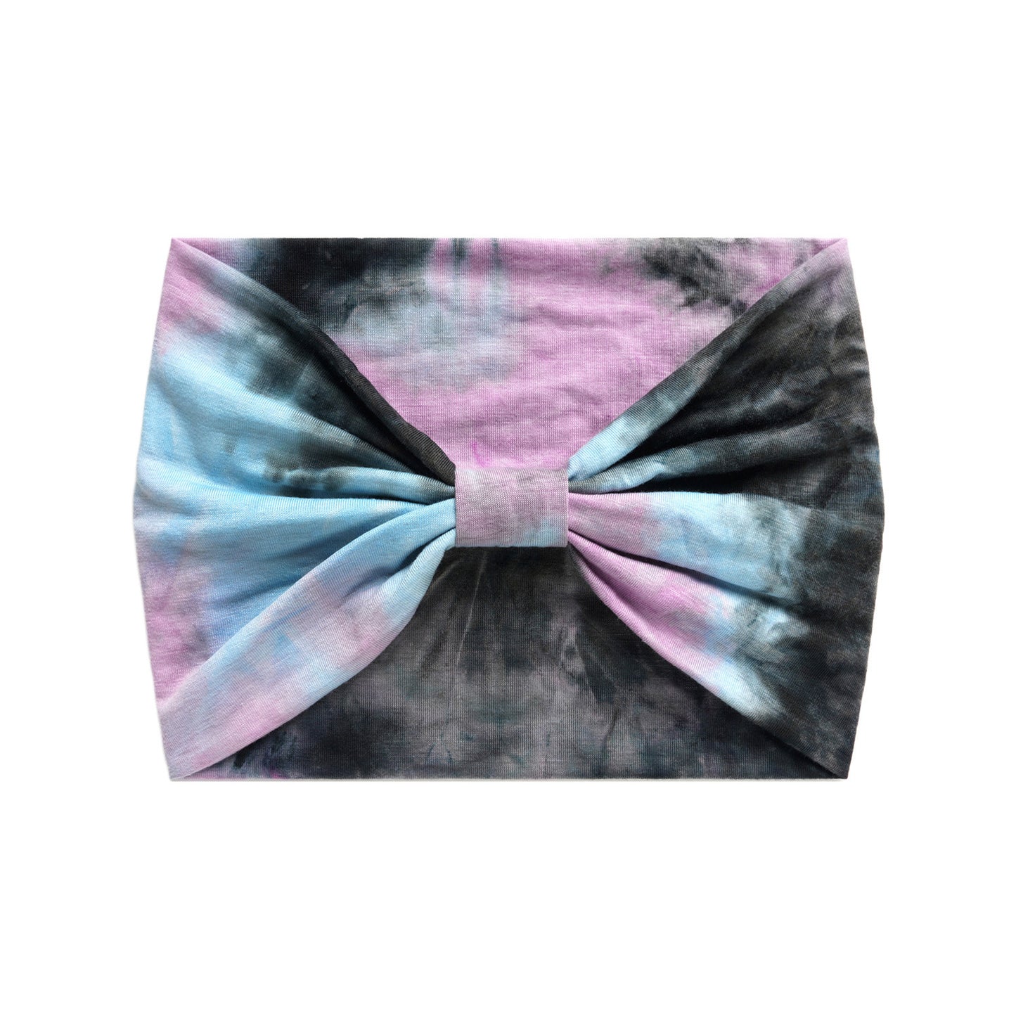 Extra-wide tie dye print knotted bandanna hair band