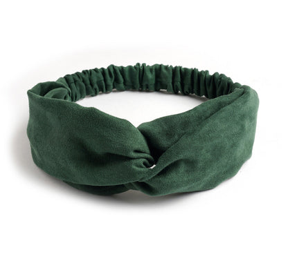 Plain colours suede twist front elastic headband