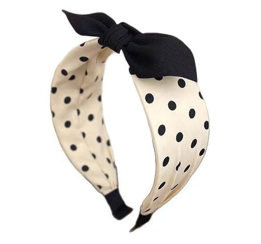 Polka dots headband with bow