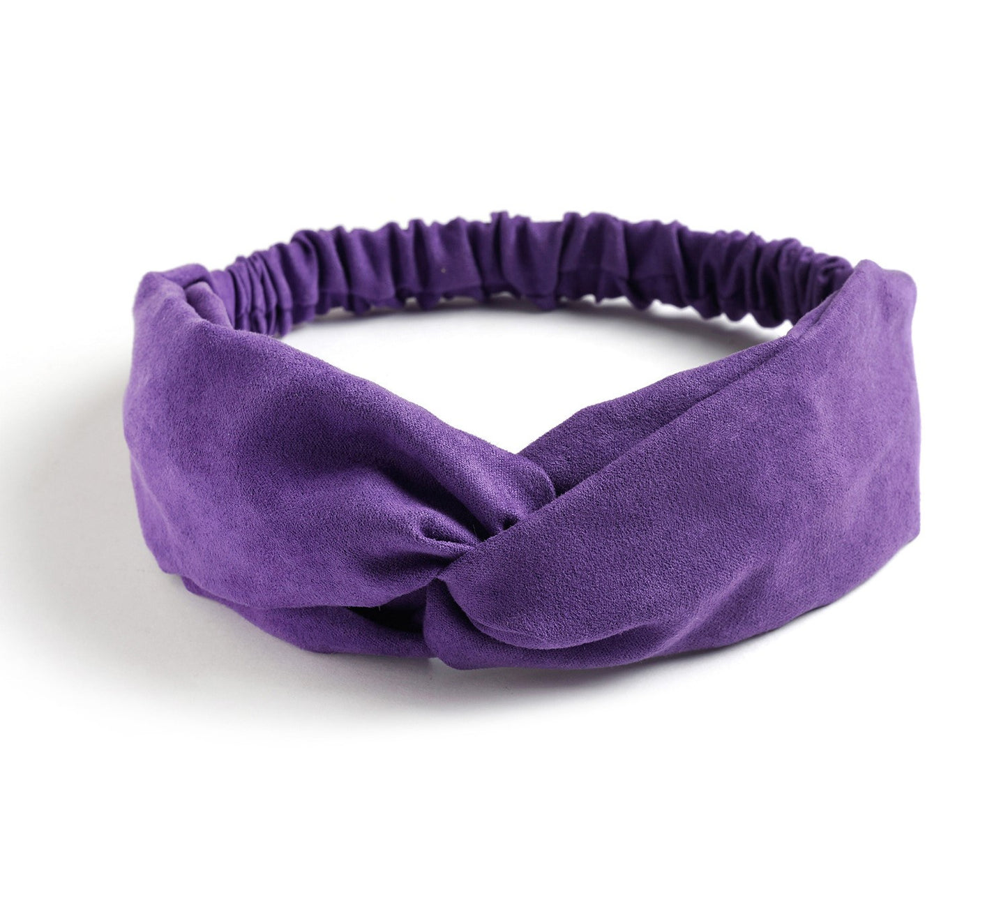 Plain colours suede twist front elastic headband