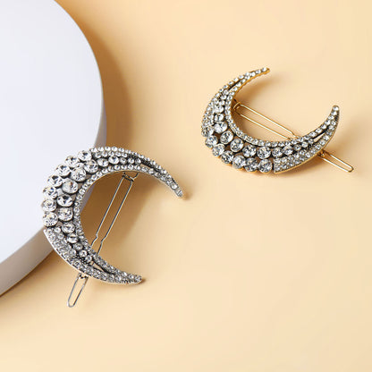 Clear rhinestones moon hair slide