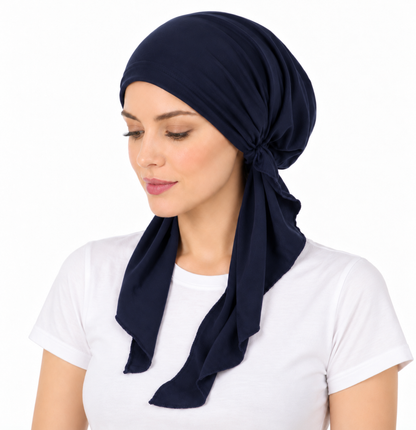Super soft plain hair cap with scarf