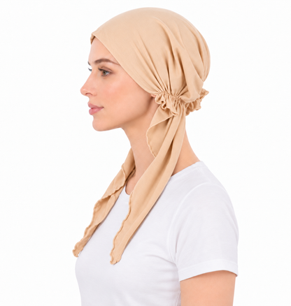 Super soft plain hair cap with scarf