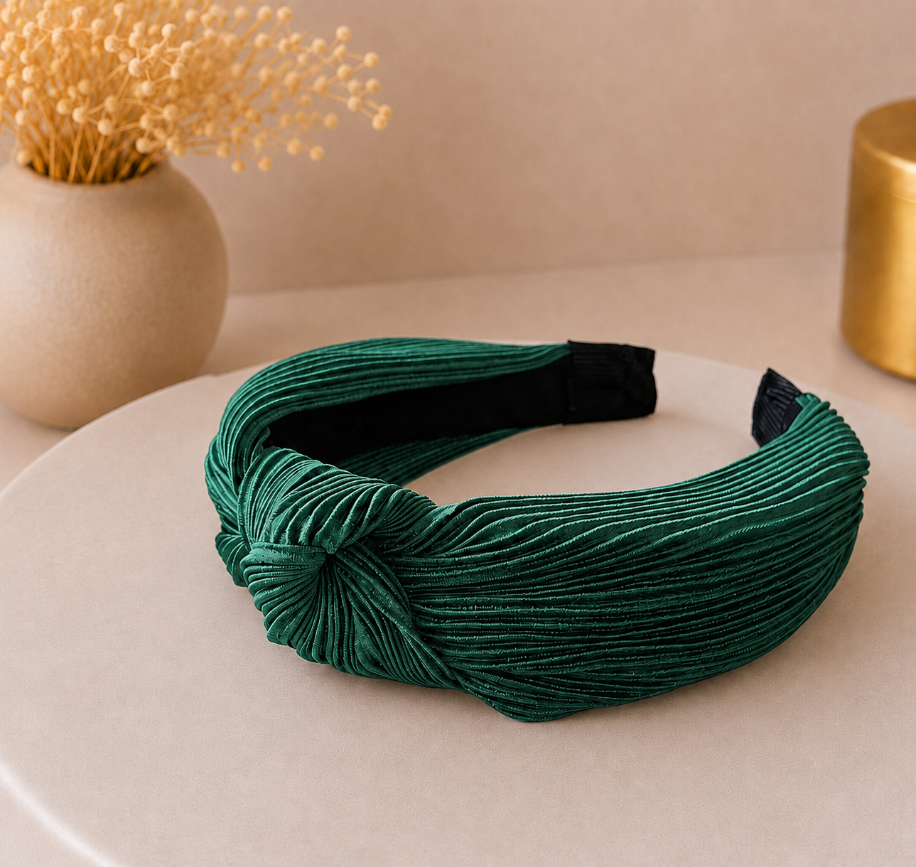 Pleated knotted headband