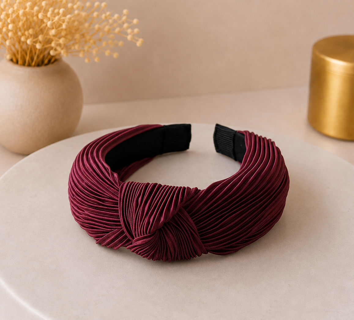 Pleated knotted headband