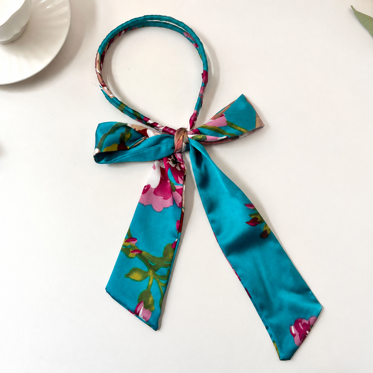Double warp floral headband with scarf