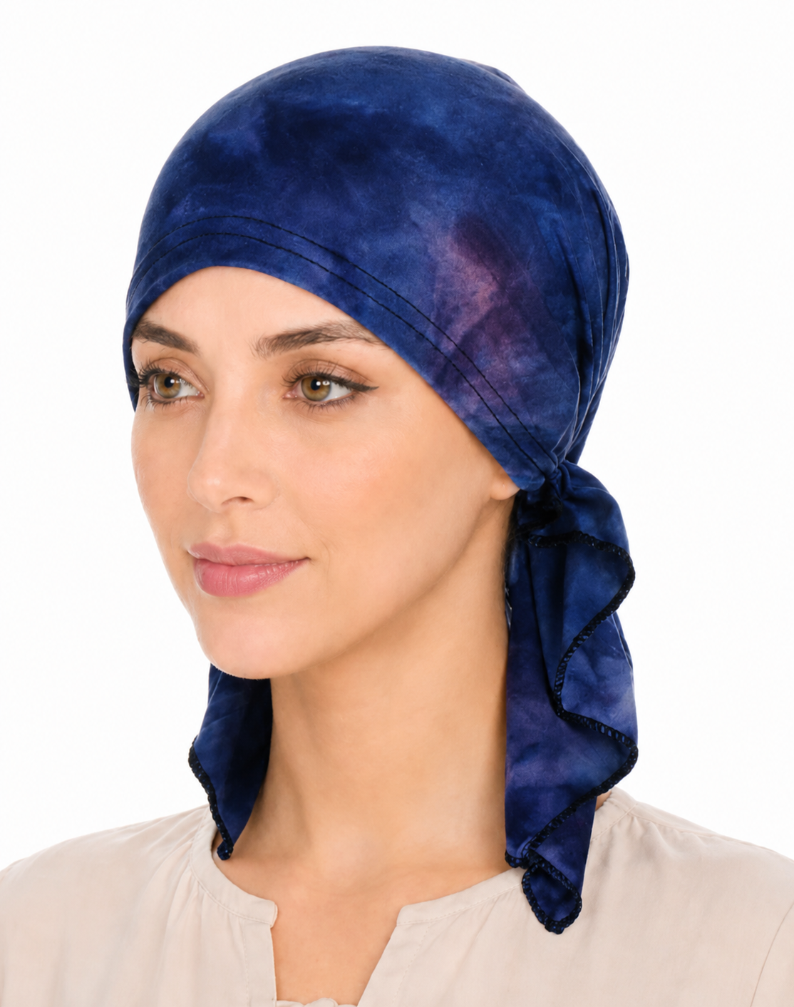 Tie-dye hair cap with tail
