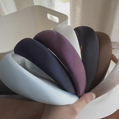 4cm-wide thinly padded glossy satin headband