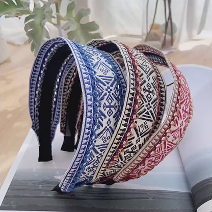 Embroidered wide headband