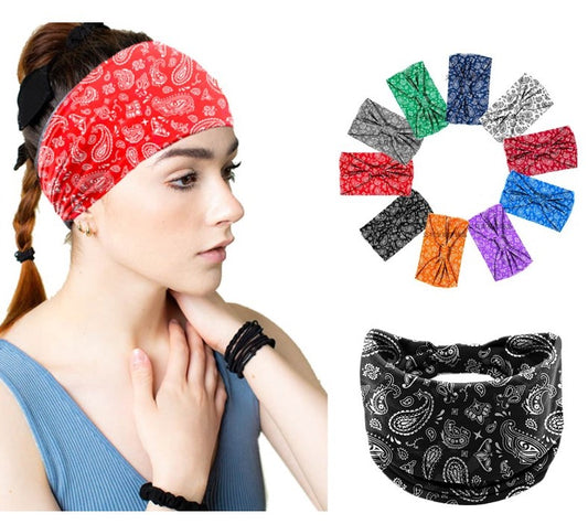 Paisley print knotted bandanna headband