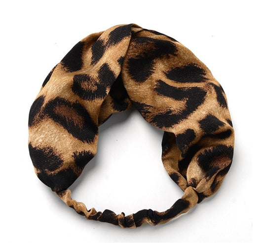 Large leopard print elastic headband
