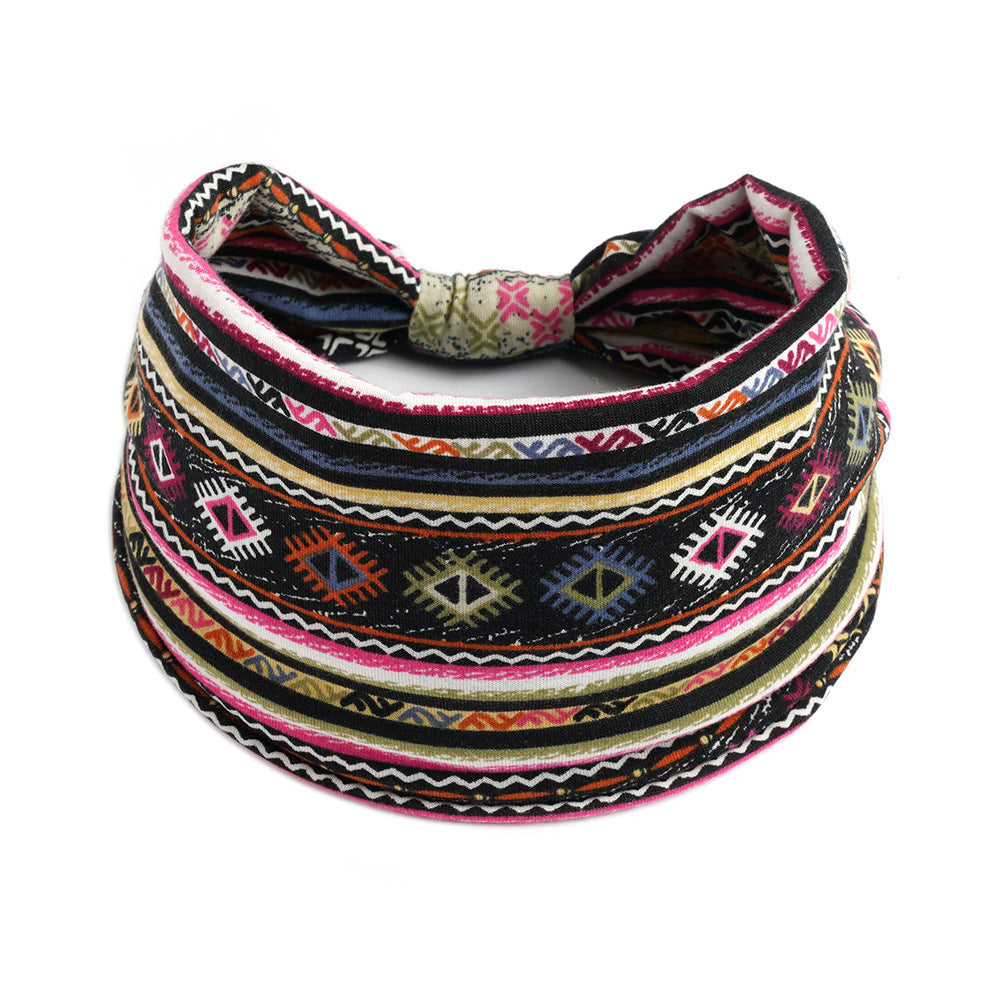 Ethnic style multicoloured 2-way bandanna hair band